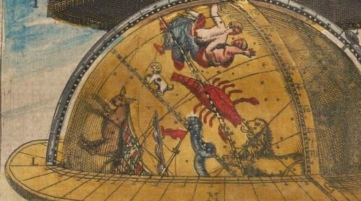 Globus Magnus oricalcicus, extrait du livre imprimé Astronomiae Instauratae Mechanica de Tycho Brahe (détail) © Le Labo – Cambrai