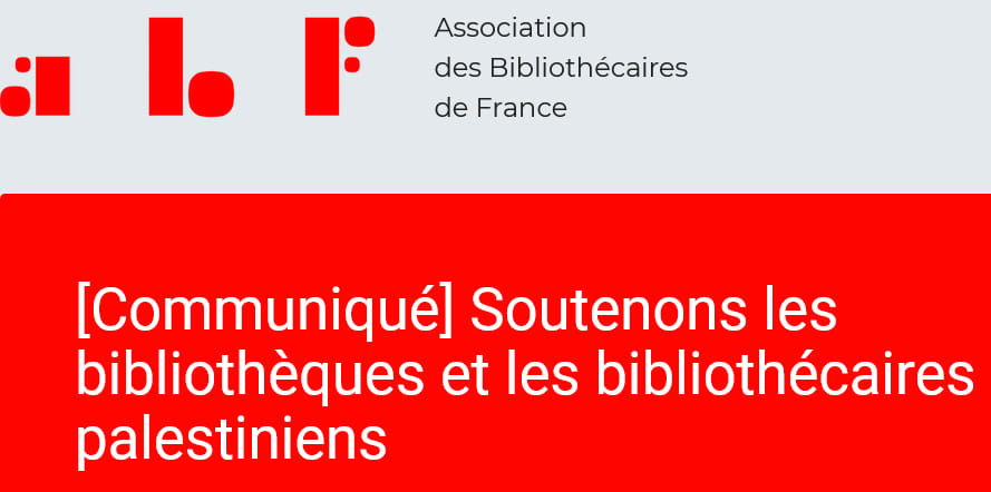 [Communiqué] Soutenons les bibliothèques et les bibliothécaires palestiniens