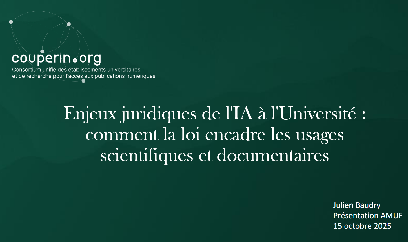 [Captation et support] Enjeux juridiques de l'IA à l'Université : encadrer les usages scientifiques et documentaires